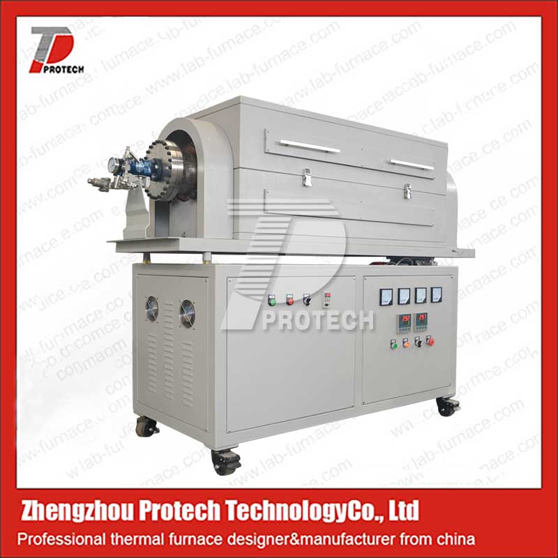 Large diameter double temperature zone rotating tube furnace