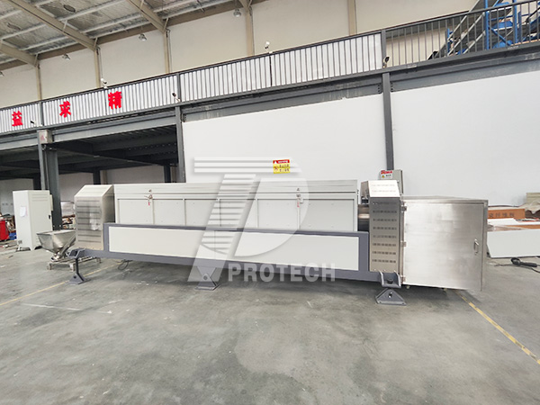 Actual photo of a large diameter rotary furnace with multiple temperature zones for continuous feeding and discharging