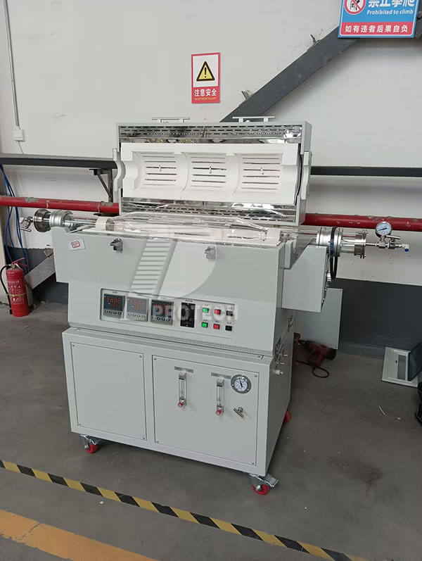 Customized multi temperature zone and multi gas path vacuum atmosphere tube furnace with rotating tilt (click on the picture to view product details)